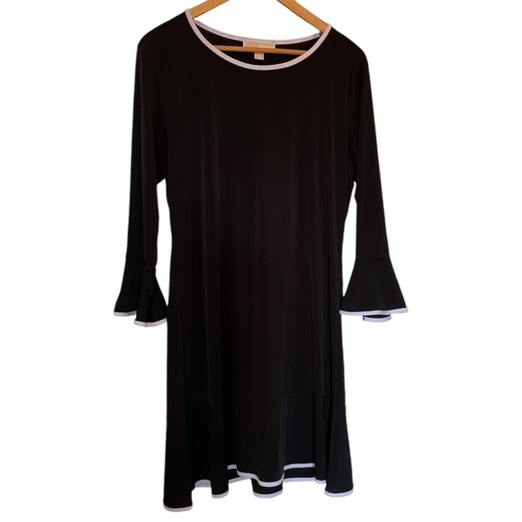 MICHAEL MICHAEL KORS Black/White Flutter Sleeve Flutter Hem Dress Extra Large - Picture 1 of 16